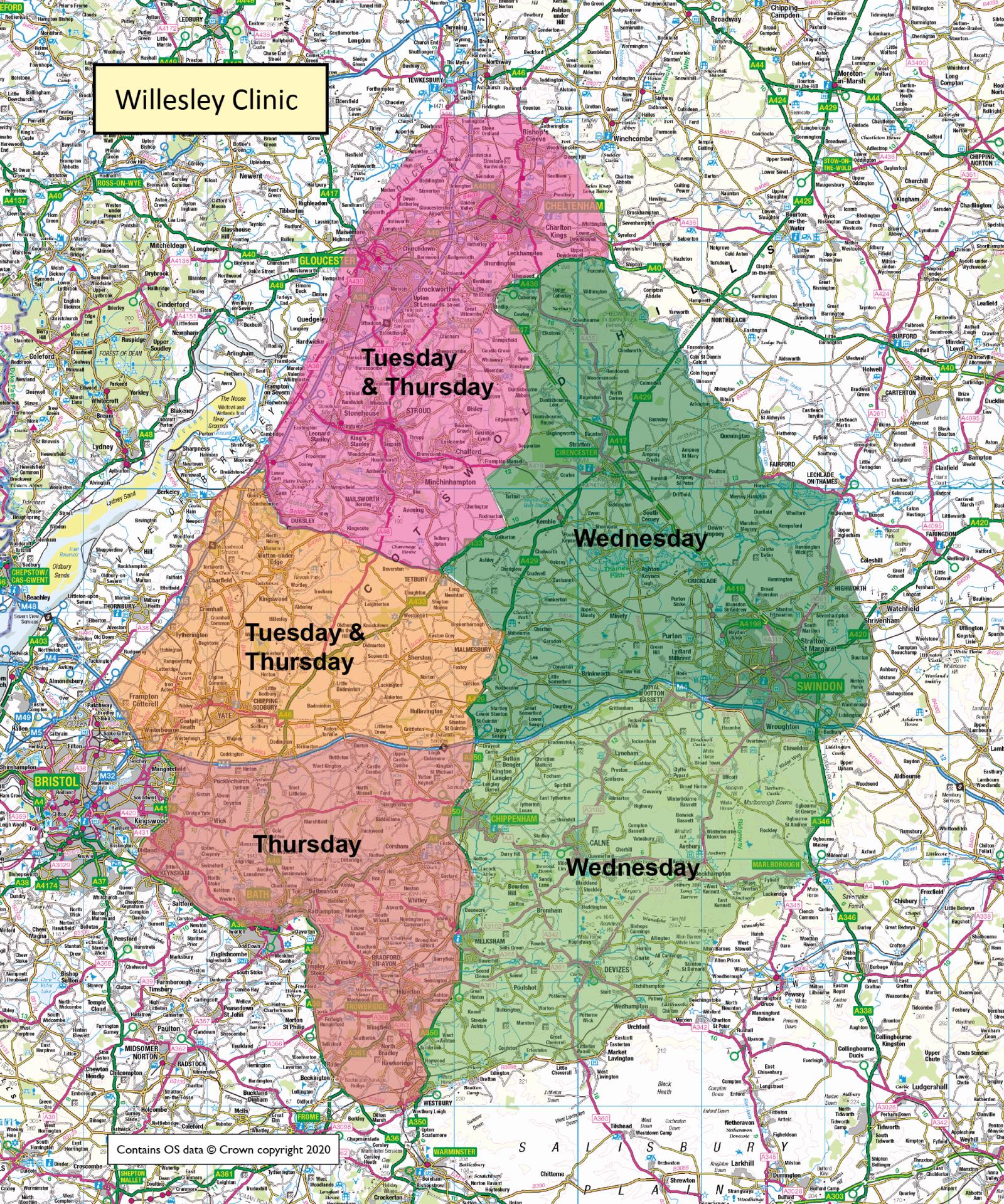 Willesley Clinic Zone Map